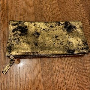 Clare V goldish black clutch